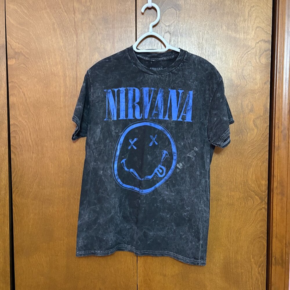Nirvana Short Sleeve Graphic Tee, Classic Grunge, Distressed, Band Logo - NWOT